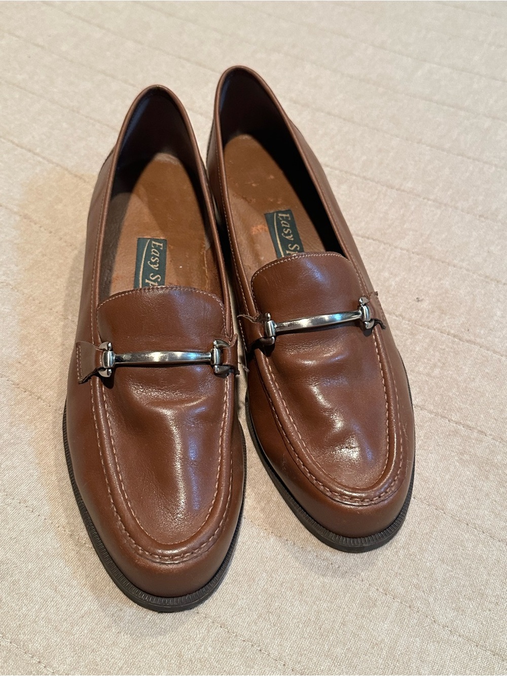Easy Spirit Chestnut Leather Bit-Style Loafers